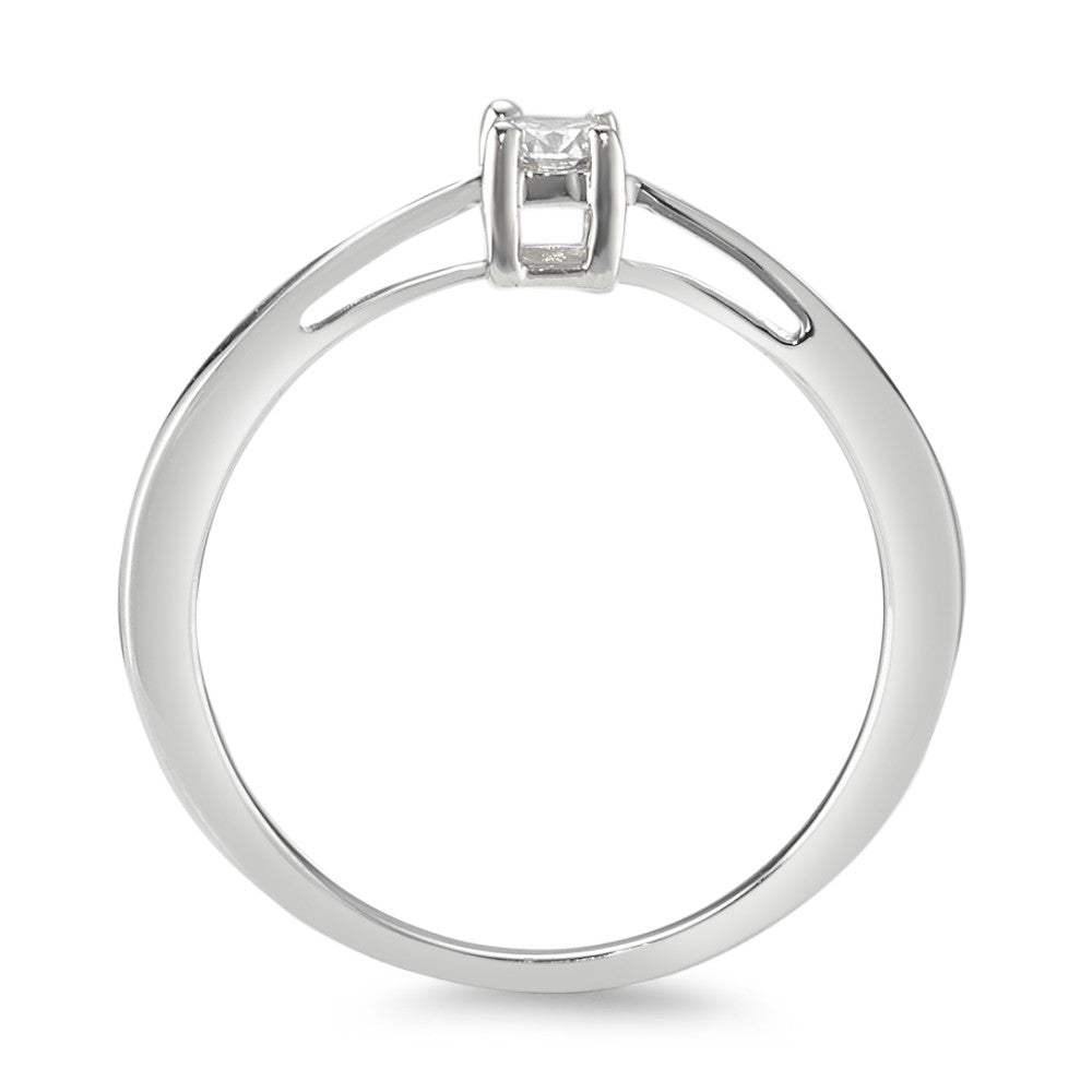 pierścionek solitär złoto białe 750/18 K Diament 0.10 ct, w-si