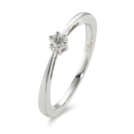 pierścionek solitär złoto białe 750/18 K Diament 0.10 ct, w-si