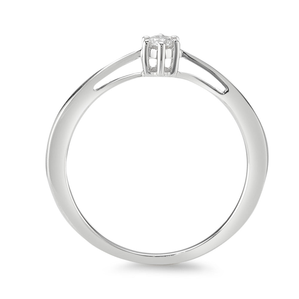 pierścionek solitär złoto białe 750/18 K Diament 0.10 ct, w-si