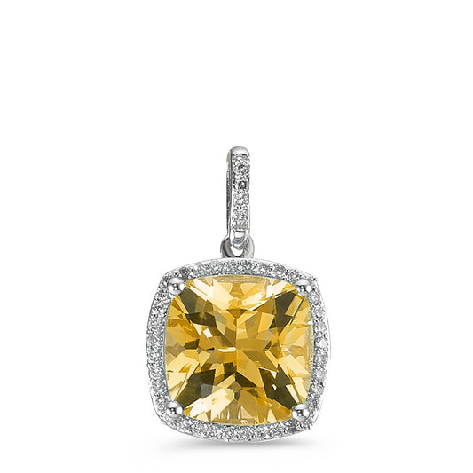 wisiorek złoto białe 750/18 K Cytryn złoty, Diament biały, 0.12 ct, 40 kamienie, w-pi3 Ø11 mm