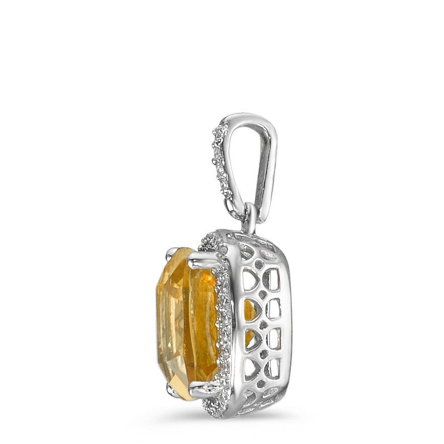 wisiorek złoto białe 750/18 K Cytryn złoty, Diament biały, 0.12 ct, 40 kamienie, w-pi3 Ø11 mm