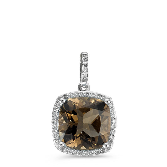 wisiorek złoto białe 750/18 K Kwarc dymny, Diament biały, 0.12 ct, 40 kamienie, w-pi3 Ø11 mm