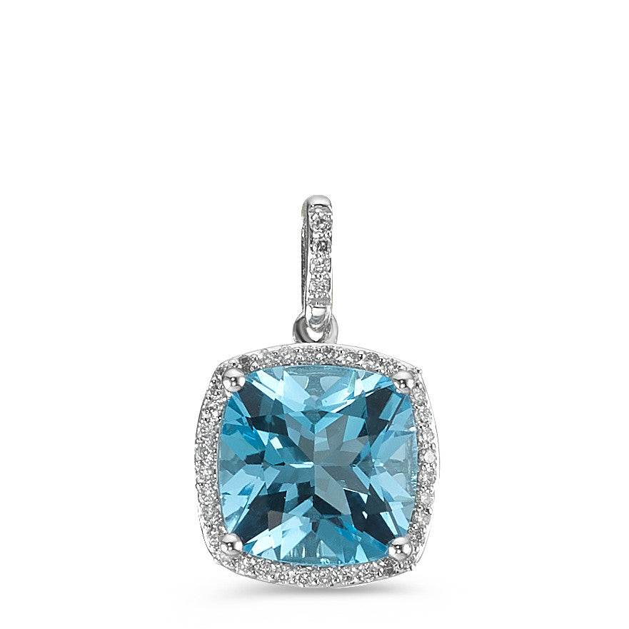 wisiorek złoto białe 750/18 K Topaz jasnoniebieski, Diament biały, 0.12 ct, 40 kamienie, w-pi3 Ø11 mm