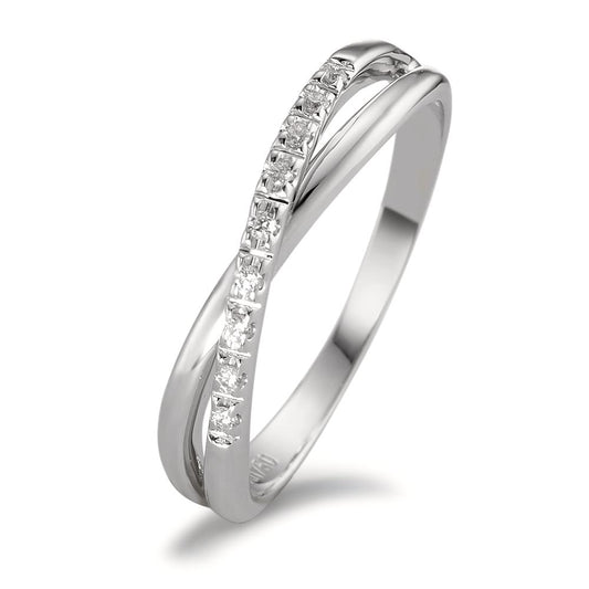 pierścionek złoto białe 750/18 K Diament 0.05 ct, 9 kamienie, w-si