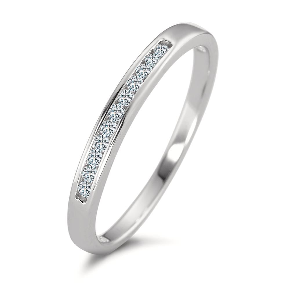 pierścionek pamięci złoto białe 750/18 K Diament 0.11 ct, 11 kamienie, w-si