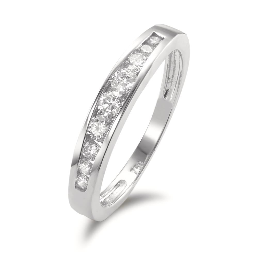 pierścionek złoto białe 750/18 K Diament 0.35 ct, 9 kamienie, w-si