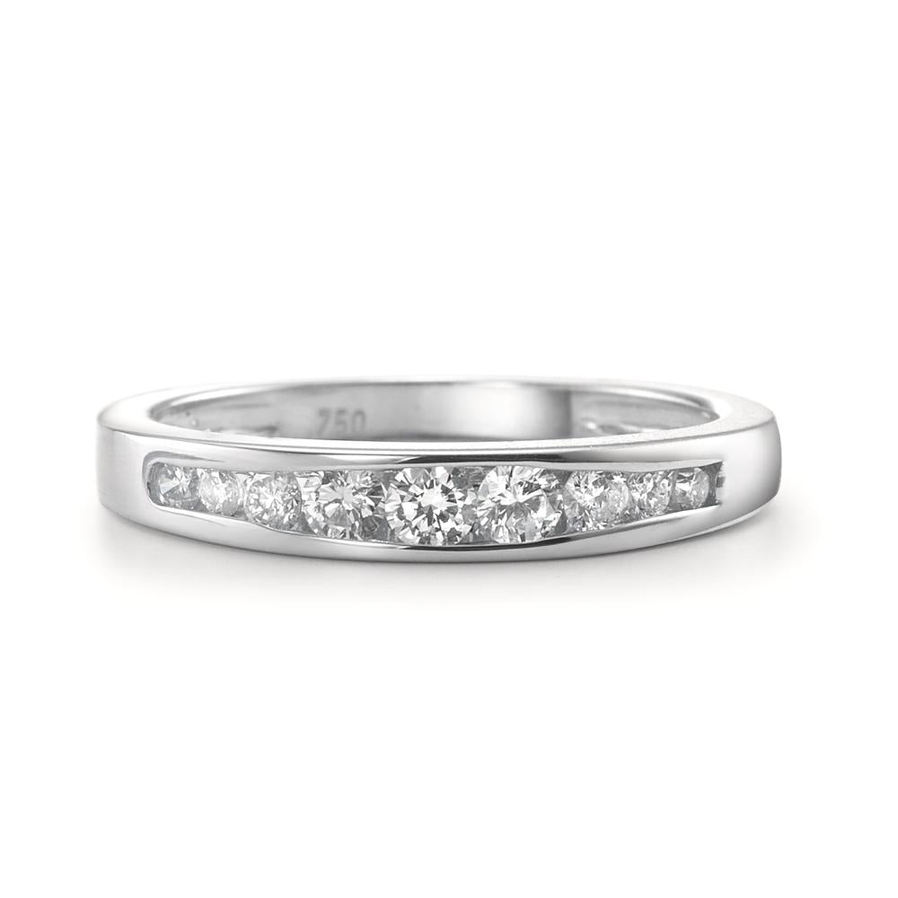 pierścionek złoto białe 750/18 K Diament 0.35 ct, 9 kamienie, w-si