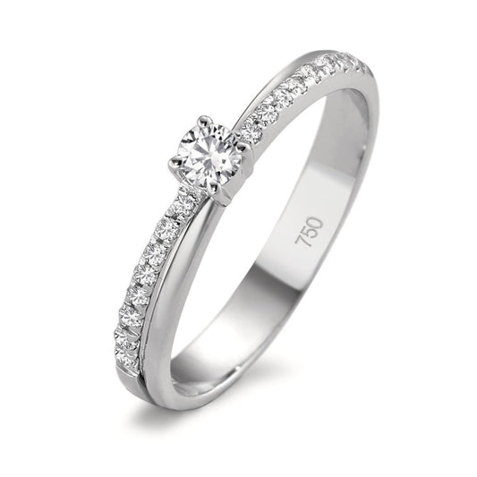 pierścionek złoto białe 750/18 K Diament 0.09 ct, 19 kamienie, w-si