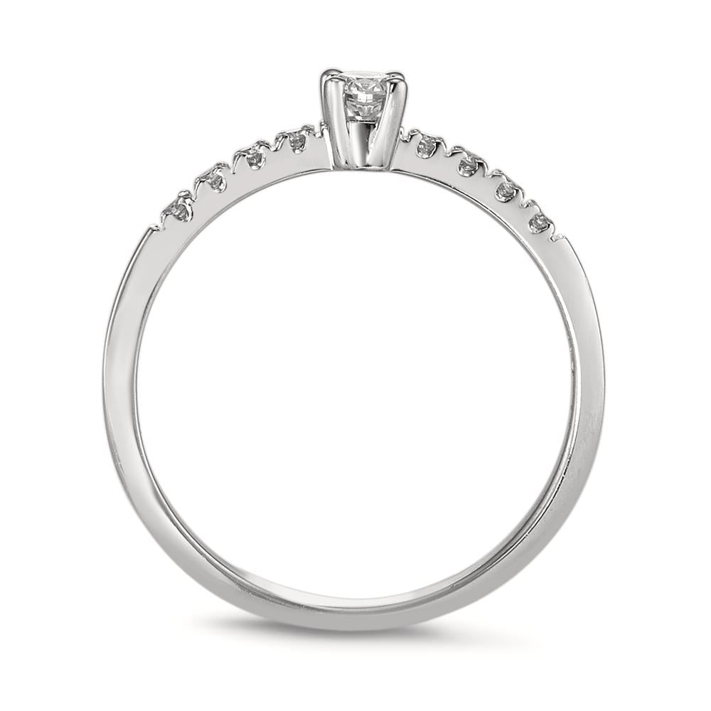 pierścionek solitär złoto białe 750/18 K Diament biały, 0.04 ct, 8 kamienie, [Brillant], w-si, Diament biały, 0.10 ct, [Brillant], w-si