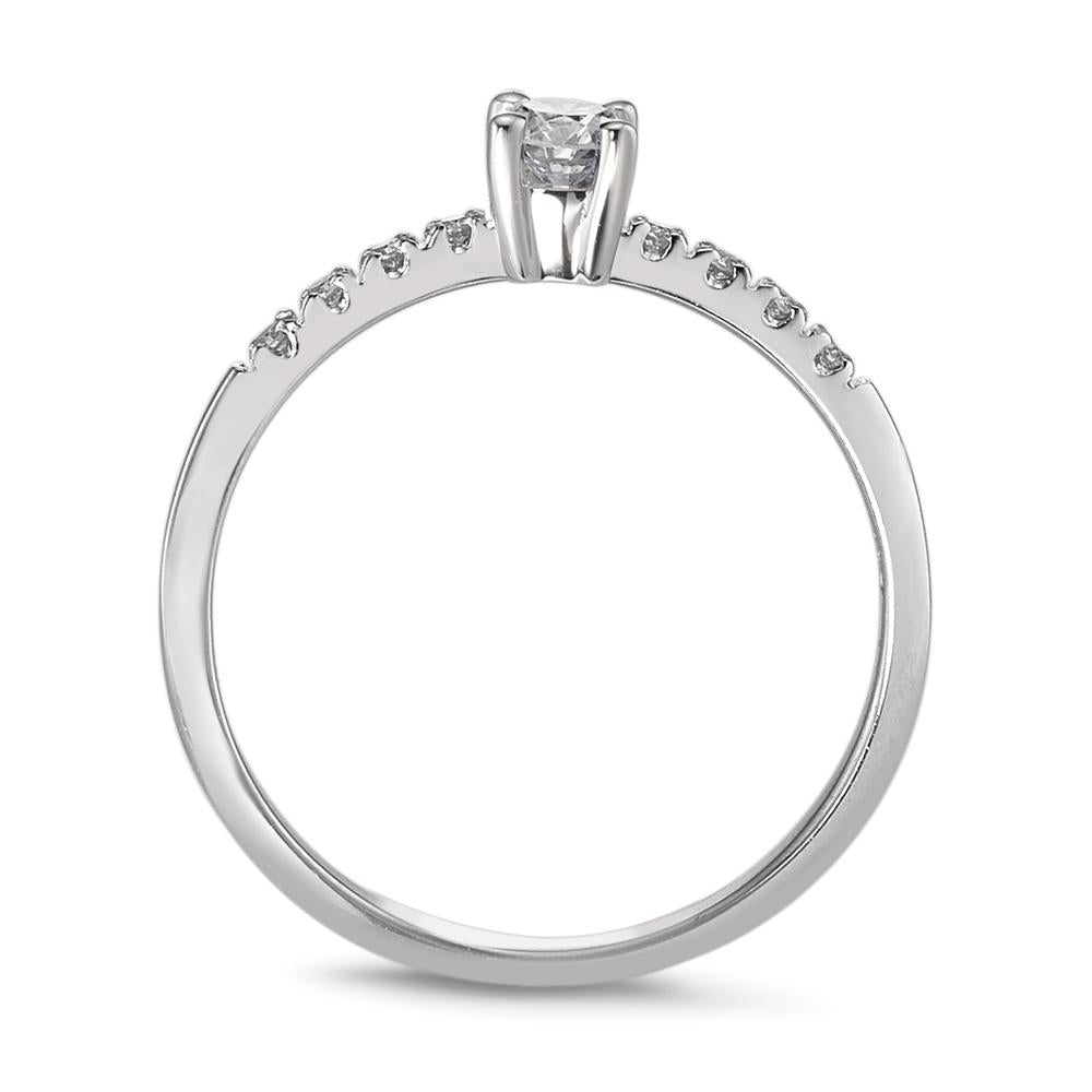 pierścionek solitär złoto białe 750/18 K Diament biały, 0.04 ct, 8 kamienie, [Brillant], w-si, Diament biały, 0.15 ct, [Brillant], w-si