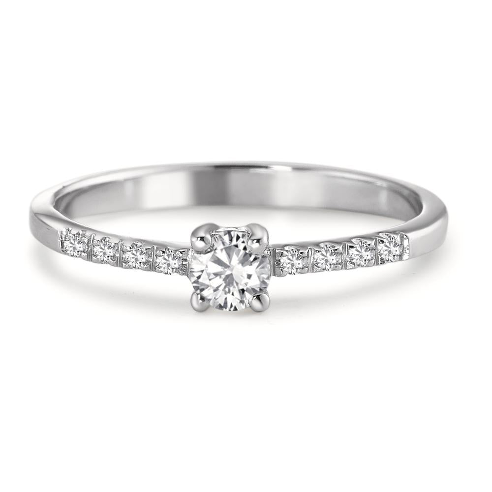 pierścionek solitär złoto białe 750/18 K Diament biały, 0.04 ct, 8 kamienie, [Brillant], w-si, Diament biały, 0.20 ct, [Brillant], w-si