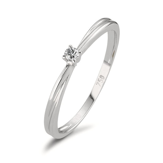 pierścionek solitär złoto białe 750/18 K Diament 0.03 ct, w-si