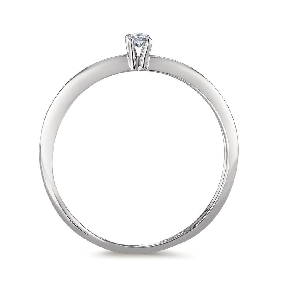 pierścionek solitär złoto białe 750/18 K Diament 0.03 ct, w-si