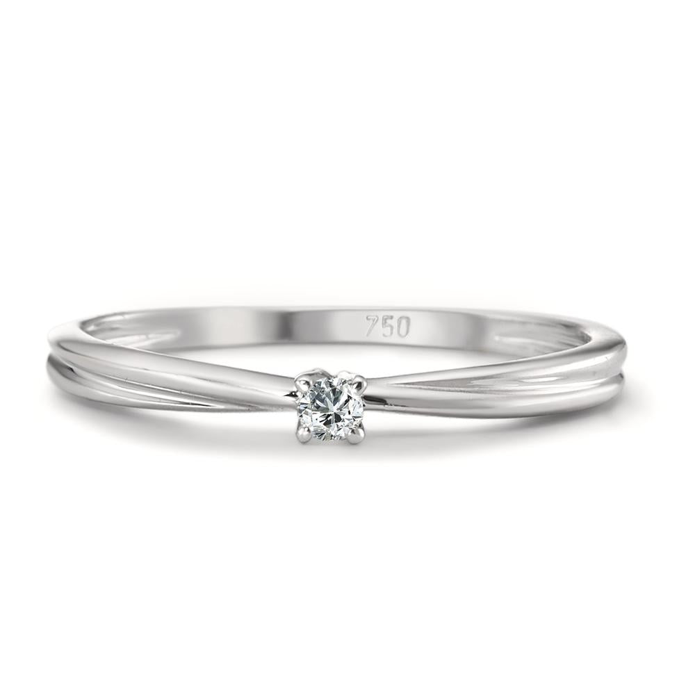 pierścionek solitär złoto białe 750/18 K Diament 0.03 ct, w-si