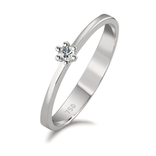 pierścionek solitär złoto białe 750/18 K Diament 0.05 ct, w-si