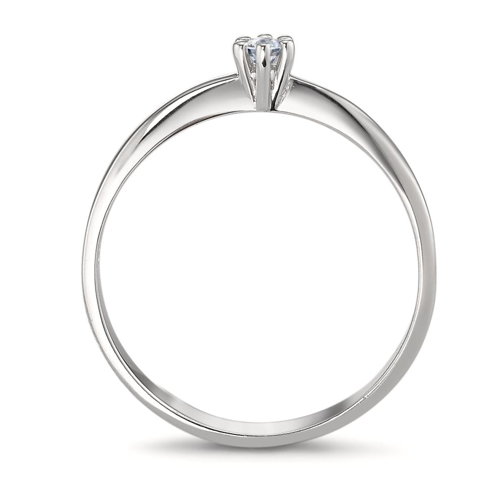 pierścionek solitär złoto białe 750/18 K Diament 0.05 ct, w-si