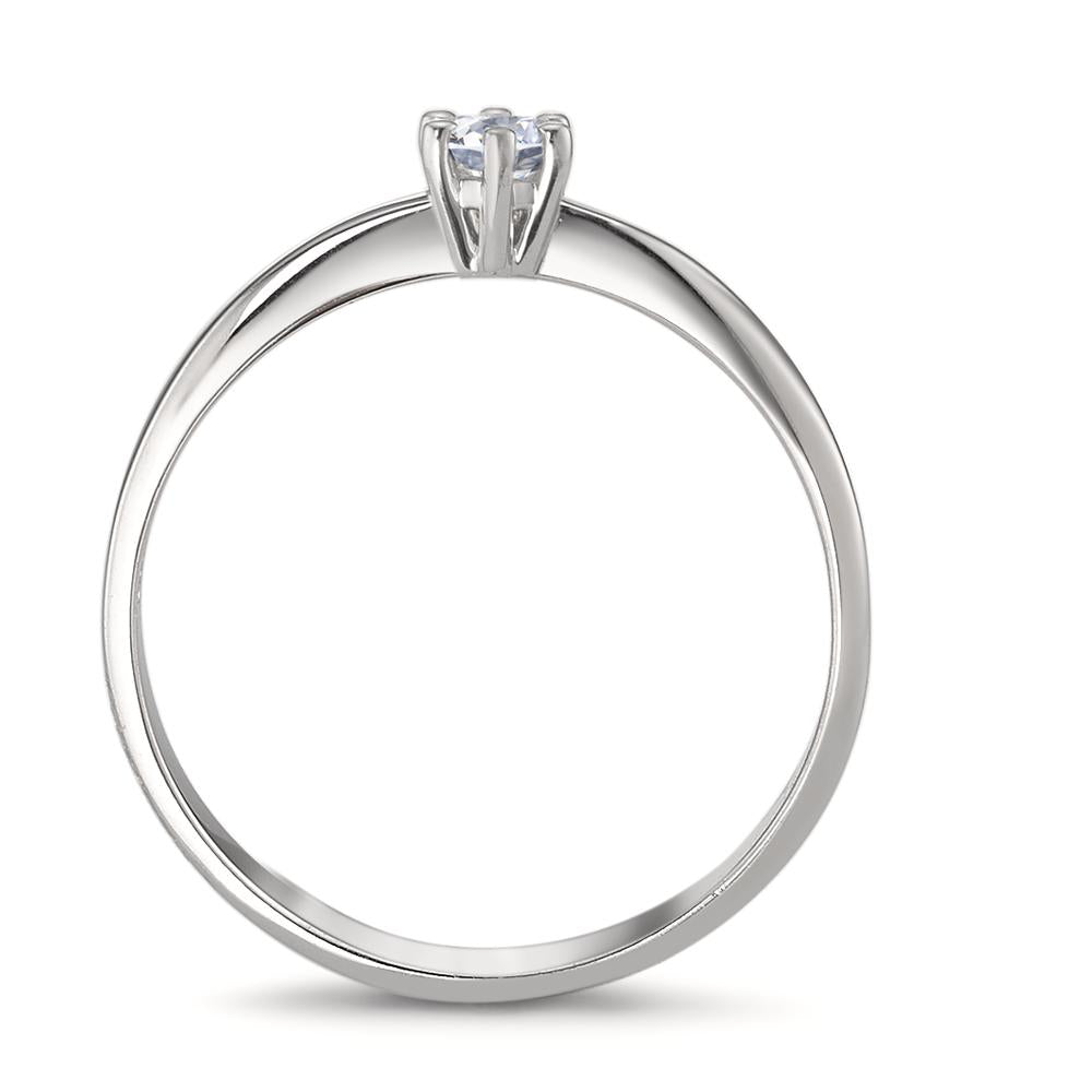 pierścionek solitär złoto białe 750/18 K Diament 0.10 ct, w-si