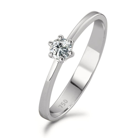 pierścionek solitär złoto białe 750/18 K Diament 0.15 ct, w-si