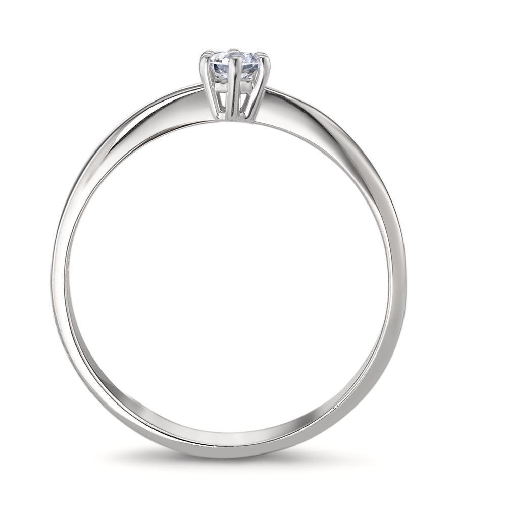 pierścionek solitär złoto białe 750/18 K Diament 0.15 ct, w-si