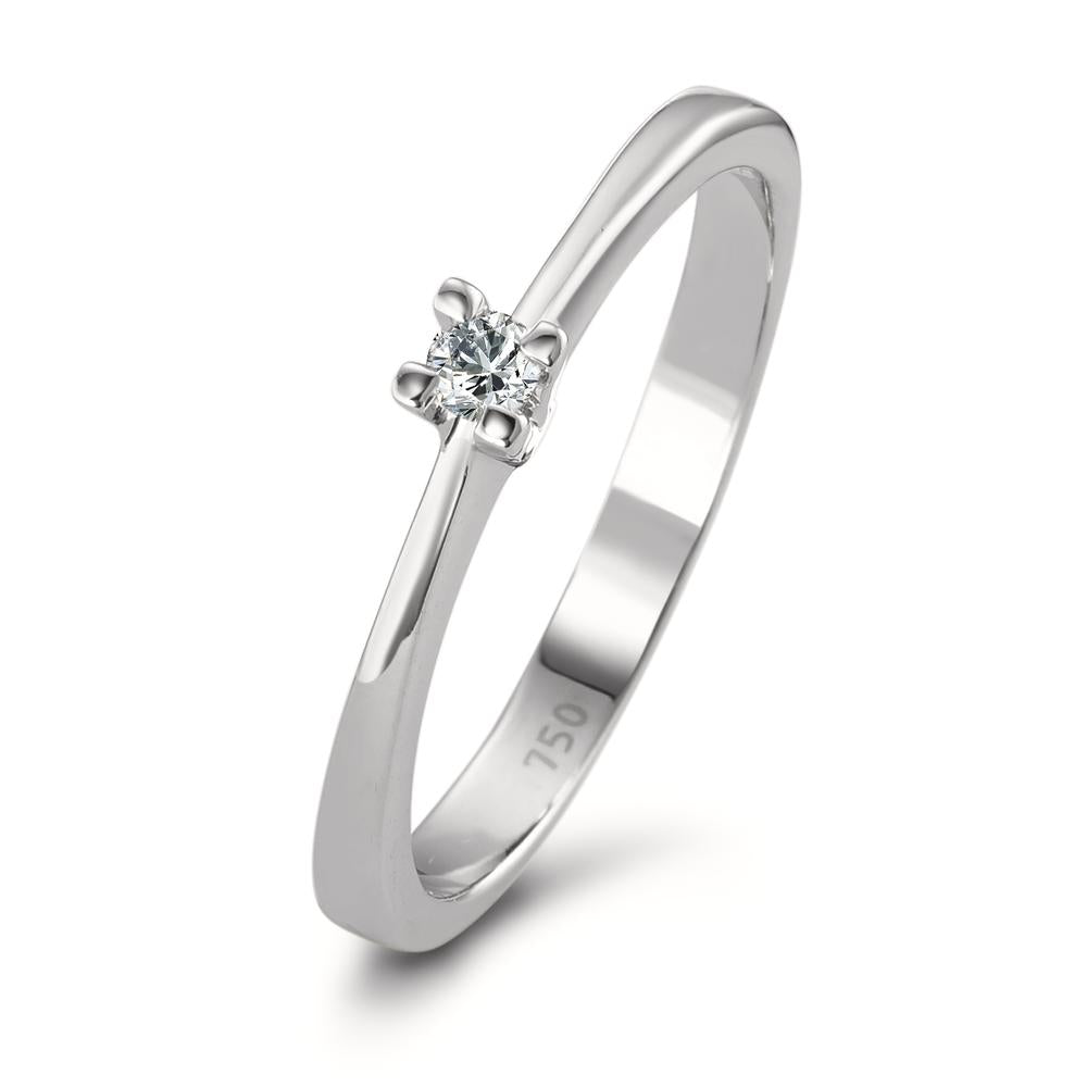 pierścionek solitär złoto białe 750/18 K Diament 0.05 ct, w-si