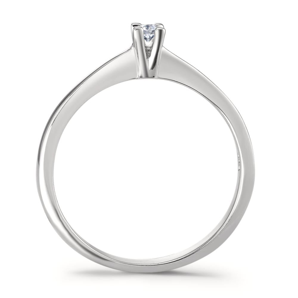 pierścionek solitär złoto białe 750/18 K Diament 0.05 ct, w-si