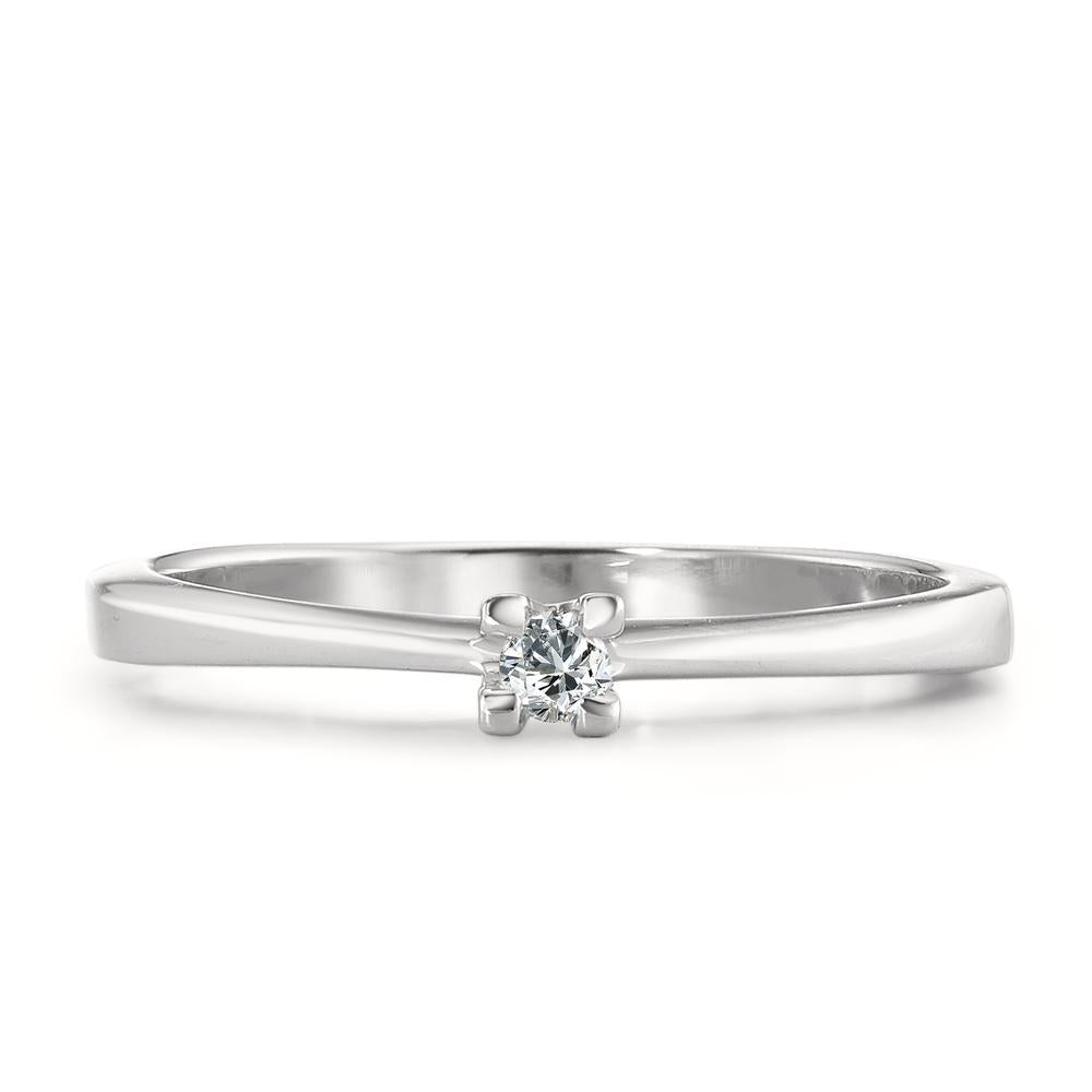 pierścionek solitär złoto białe 750/18 K Diament 0.05 ct, w-si