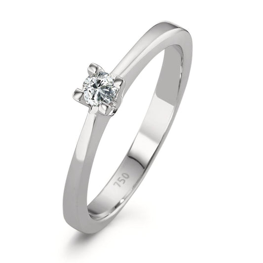 pierścionek solitär złoto białe 750/18 K Diament 0.10 ct, w-si