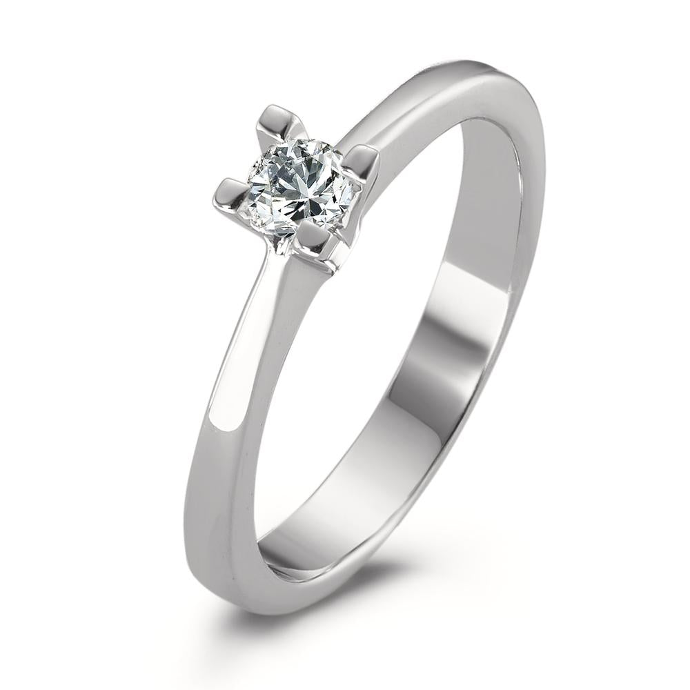 pierścionek solitär złoto białe 750/18 K Diament 0.15 ct, w-si