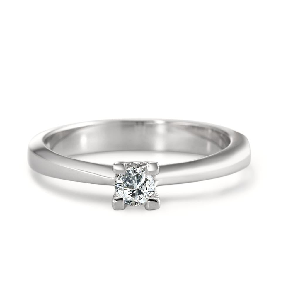 pierścionek solitär złoto białe 750/18 K Diament 0.15 ct, w-si