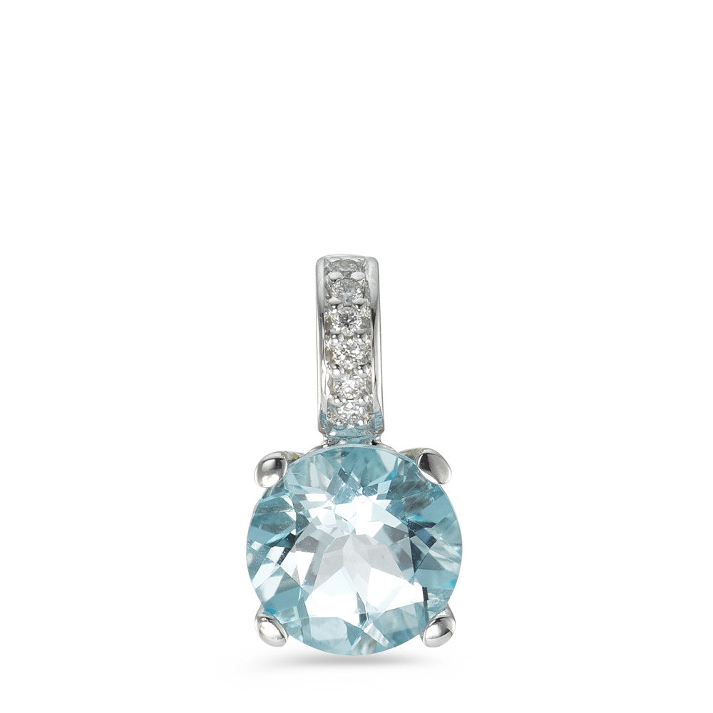 wisiorek złoto białe 750/18 K Topaz niebieski, Diament 0.03 ct, 6 kamienie, w-si