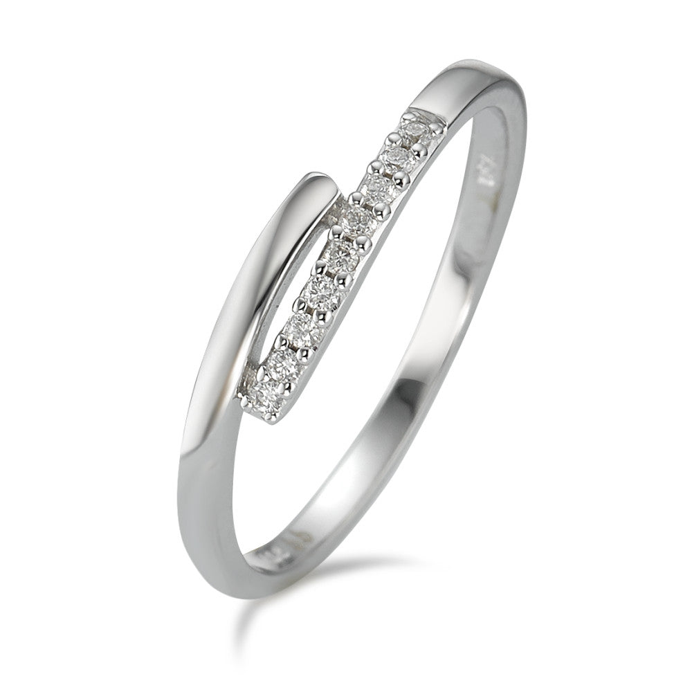 pierścionek złoto białe 750/18 K Diament 0.06 ct, 9 kamienie, w-si