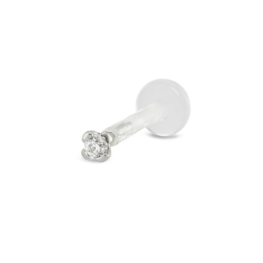 piercing złoto białe 750/18 K Cyrkonia Ø2 mm