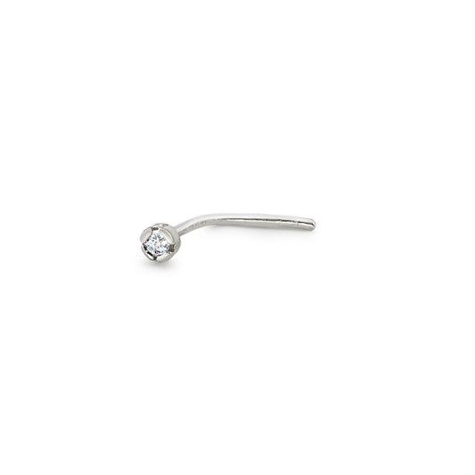 kolczyk w nosie złoto białe 750/18 K Diament biały, 0.01 ct, w-si Ø1.8 mm