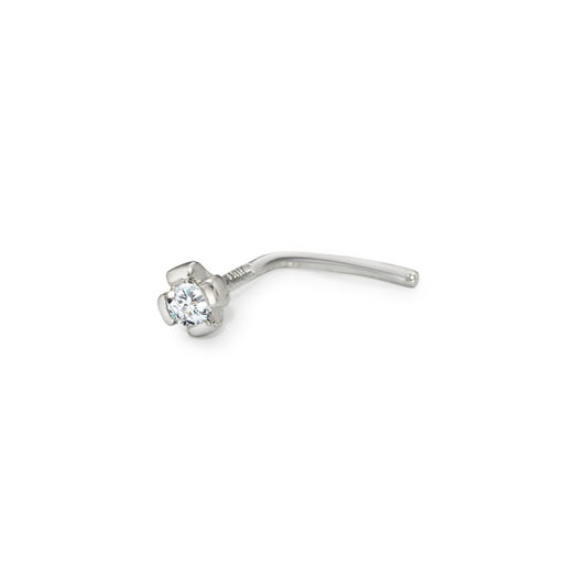 kolczyk w nosie złoto białe 750/18 K Diament biały, 0.03 ct, w-si Ø2.5 mm