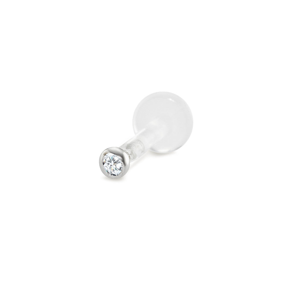 piercing złoto białe 750/18 K Diament 0.015 ct, w-si Ø2 mm