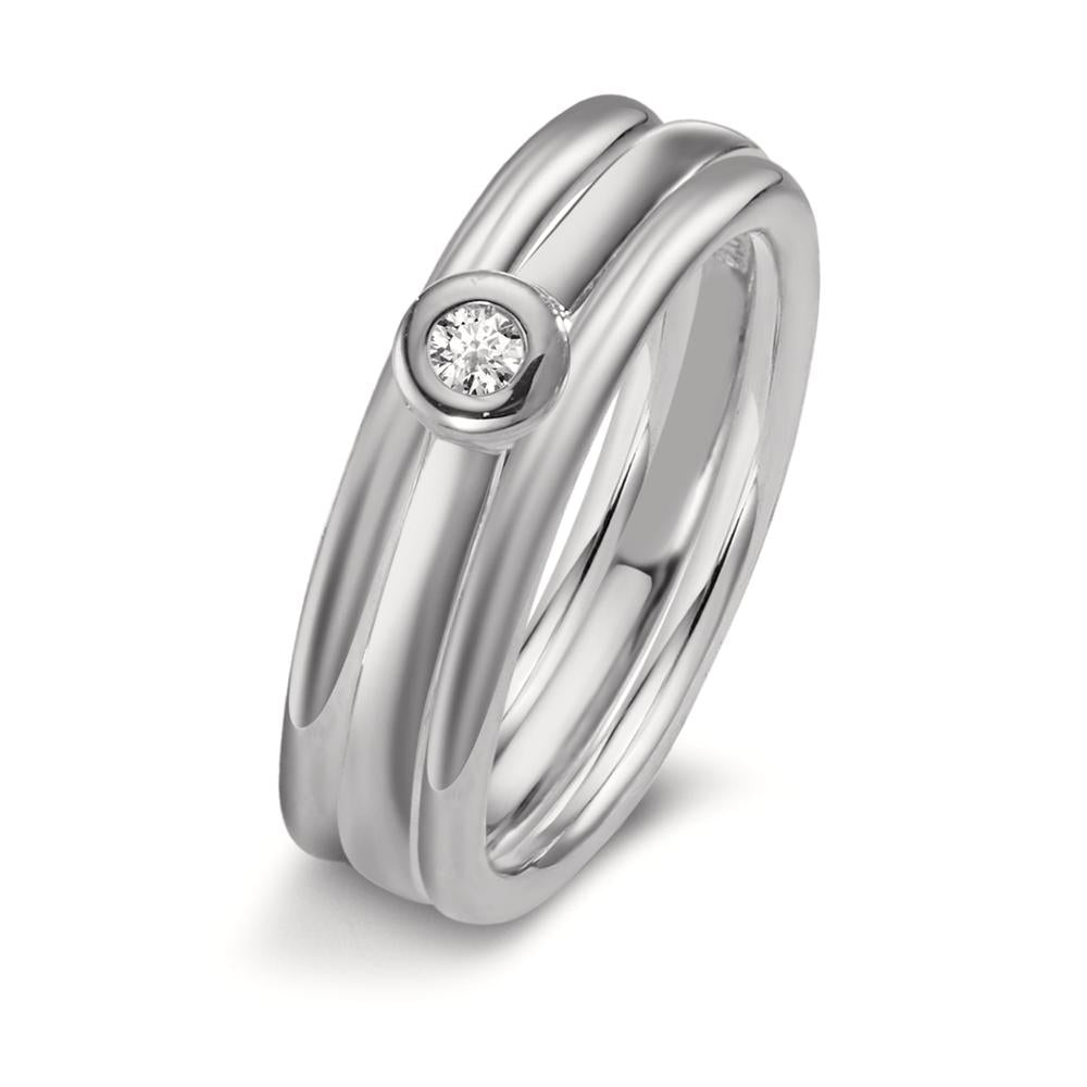 pierścionek solitär złoto białe 750/18 K Diament 0.03 ct, w-si