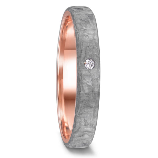 obrączka partnerska złoto czerwone 585/14 K, węgiel Diament 0.03 ct, w-si