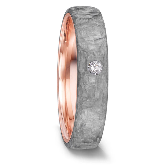 obrączka partnerska złoto czerwone 585/14 K, węgiel Diament 0.04 ct, w-si