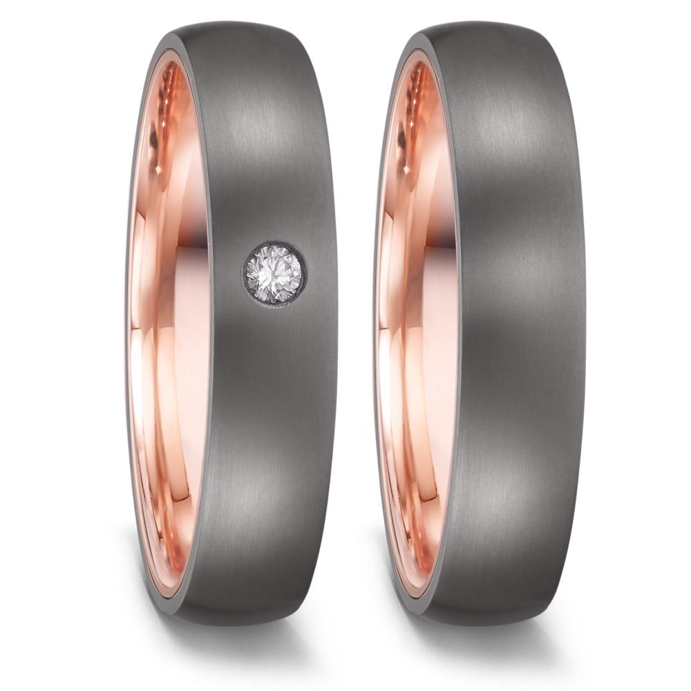 obrączka partnerska tantal 999, złoto czerwone 585/14 K Diament 0.04 ct, w-si