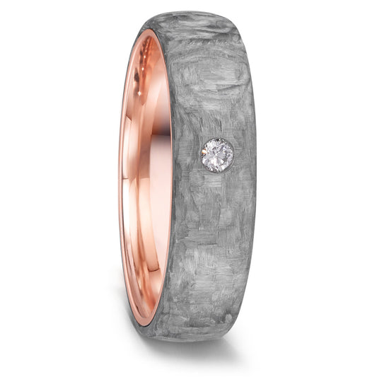 obrączka partnerska złoto czerwone 585/14 K, węgiel Diament 0.05 ct, w-si