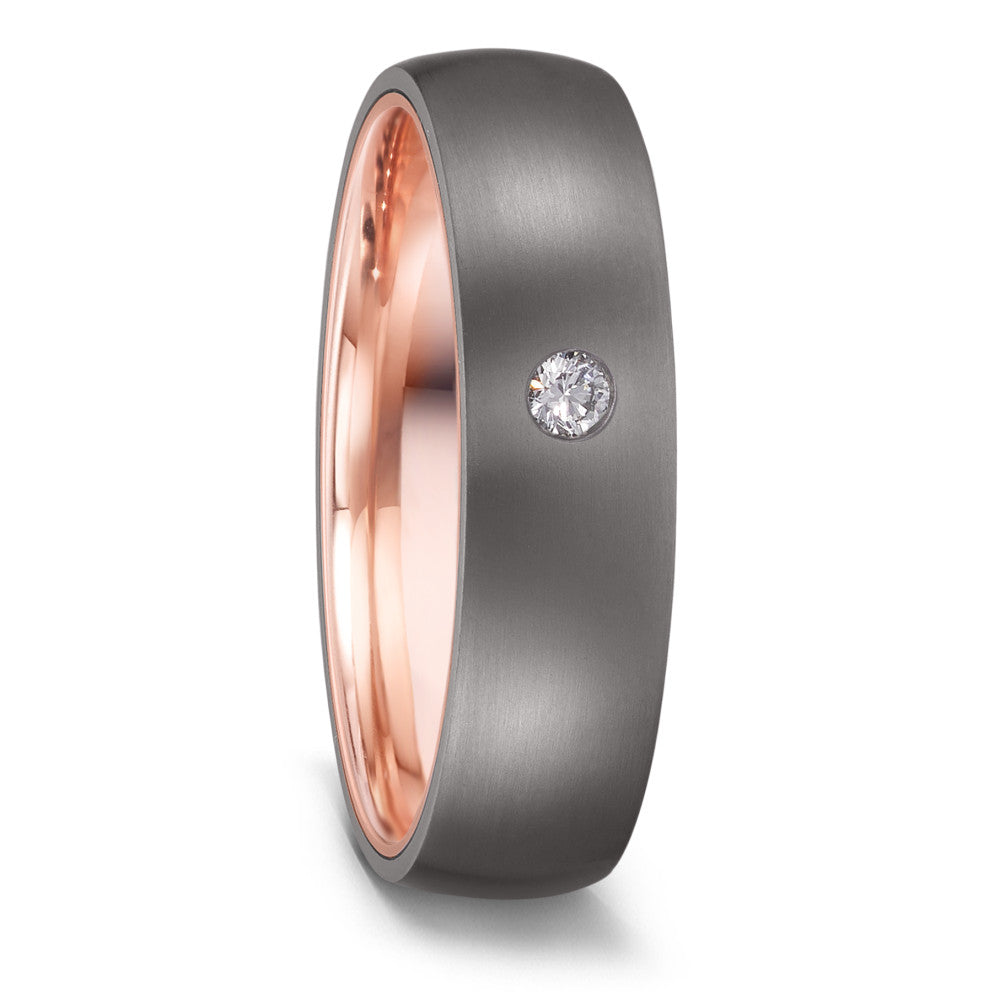 obrączka partnerska tantal 999, złoto czerwone 585/14 K Diament 0.05 ct, w-si