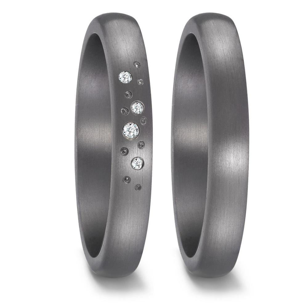 obrączka partnerska tantal 999 Diament 0.025 ct, 4 kamienie, w-si