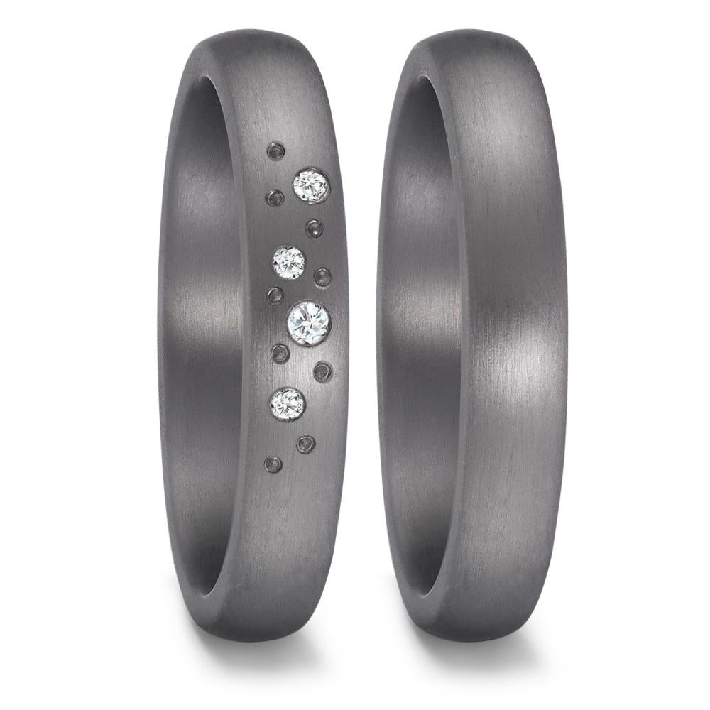 obrączka partnerska tantal 999 Diament 0.027 ct, 4 kamienie, w-si