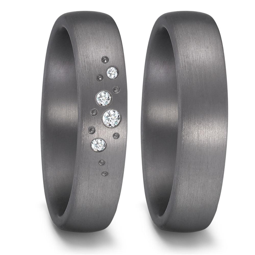 obrączka partnerska tantal 999 Diament 0.045 ct, 4 kamienie, w-si