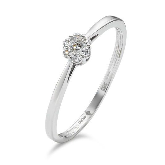 pierścionek solitär złoto białe 585/14 K Diament 0.07 ct, 7 kamienie, w-si