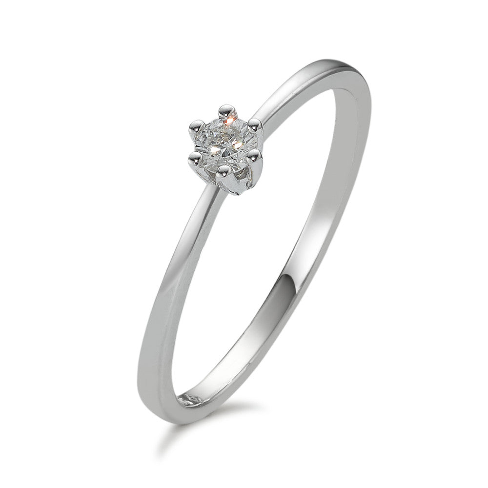 pierścionek solitär złoto białe 585/14 K Diament 0.10 ct, w-si