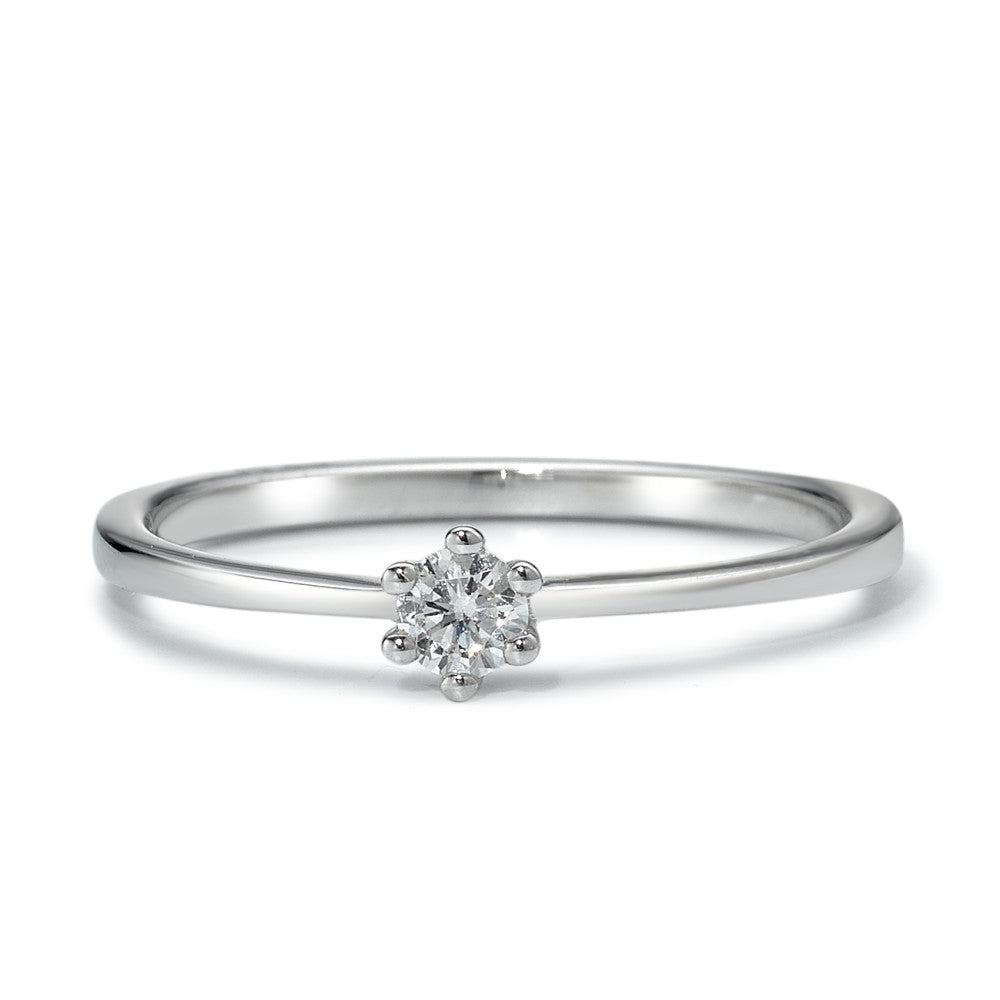 pierścionek solitär złoto białe 585/14 K Diament 0.10 ct, w-si