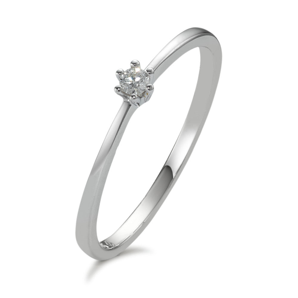 pierścionek solitär złoto białe 585/14 K Diament 0.05 ct, w-si