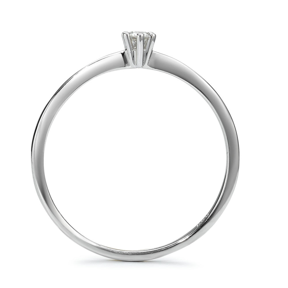 pierścionek solitär złoto białe 585/14 K Diament 0.05 ct, w-si