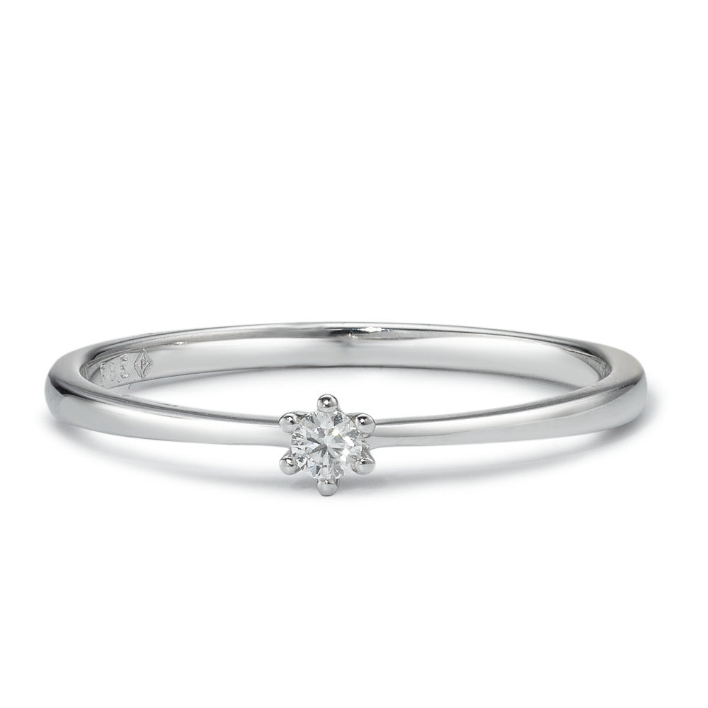 pierścionek solitär złoto białe 585/14 K Diament 0.05 ct, w-si